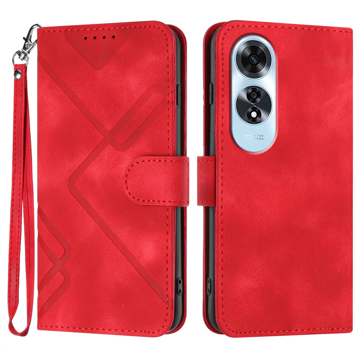 

YX0040 Для Oppo A60 4G Case Wallet Geometric Phone Leather Cover with Hand Fem Red
