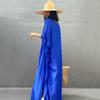 Kaftan Strand Langes Kleid Frau Plus Größe Solide Baumwolle Fledermaus Ärmel Bademode 2022 Badeanzug Cover Ups