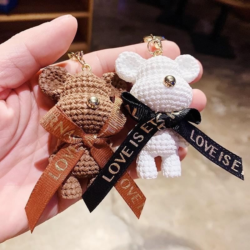 Teddy Resin Stylish Bear Keychain Fashionable Car Key Ring Ornament Cute Design