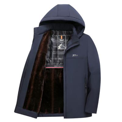 Men's Velvet and Thickened Down Cotton Coats for Middle-aged and Elderly People New Winter Coats for Dads, Cotton Coats, Warm Cotton Jackets