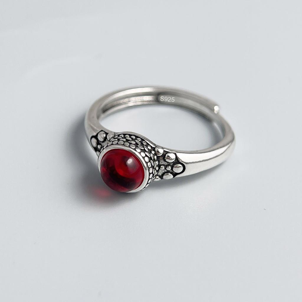 925 Sterling Silver Rings for Women Couple Minimalist Handmade Simple Blue Stone Ring Fine Jewelry Gift Prevent Allergy