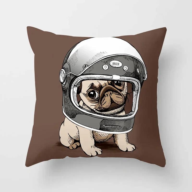Cute Pug Bulldog Sofa Decorative Cushion Covers Pillowcase For Living Room  Polyester Pillow Case  Home Decor