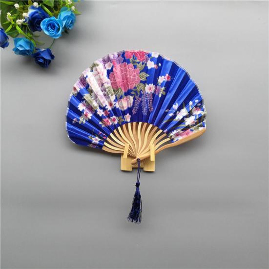 Shell Fan No Burr Non-breakable Festival Gift with Tassel Decorative Vintage Style Floral Print Kimono Japanese Style Hand Fan Home Supply