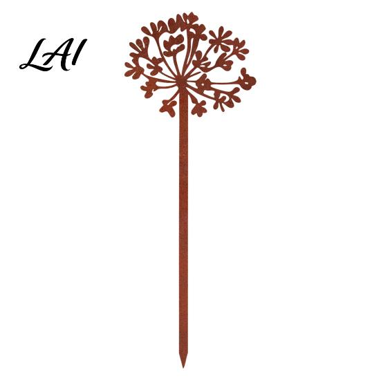 Natural Garden Atmosphere Decor Rusty Silhouette Stake Rustic Flower Pot Insert for Patio Vintage Landscape Path Markers Bird Bee Butterfly