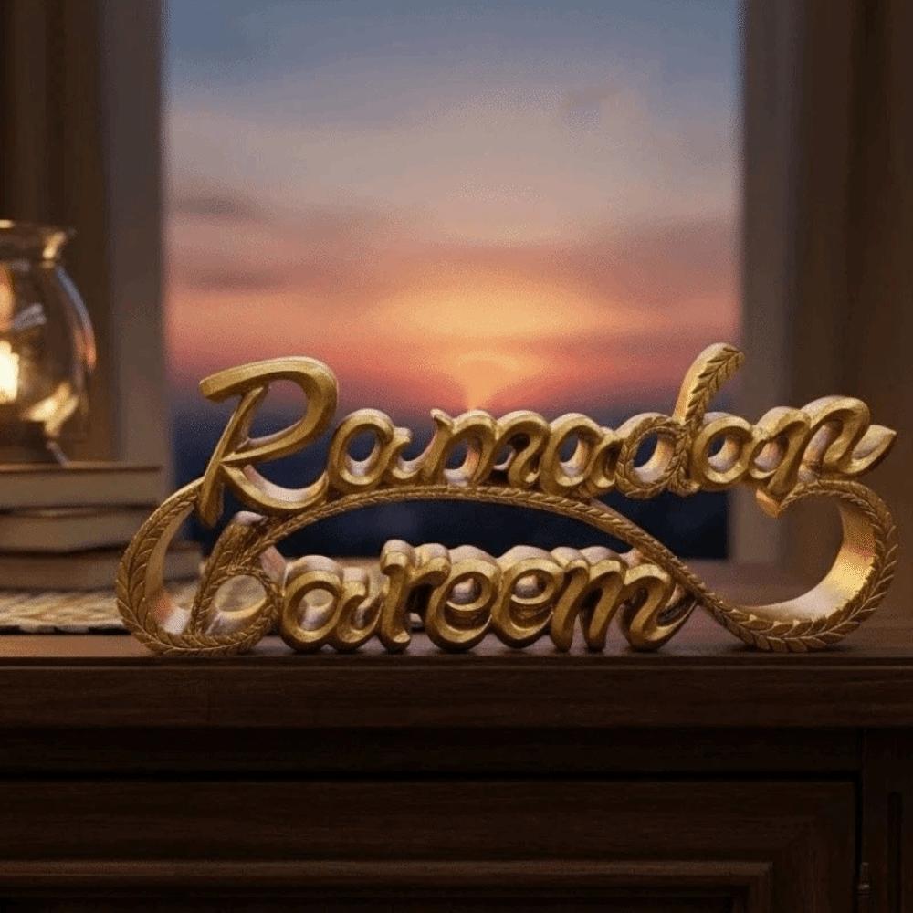 Durable Resin Ramadan Letter Ornaments Gold Simple Eid Mubarak Decor Decorative Ramadan Table Ornament Islamic Festival