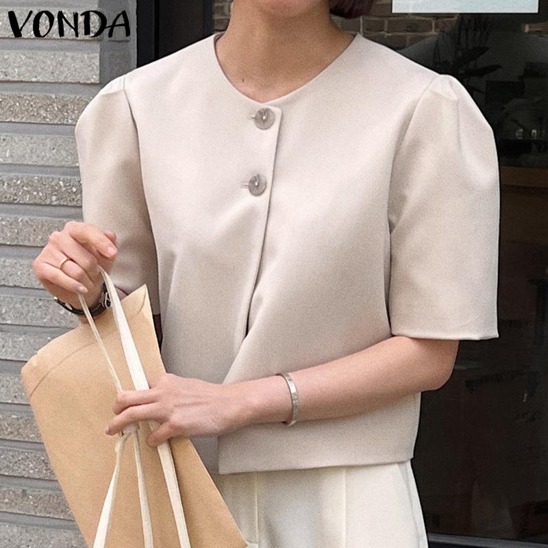 

VONDA Летние женские однотонные топы с короткими рукавами