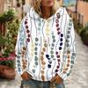 Women's Floral Print Casual Hoodie with Pocket and Long Sleeve Top