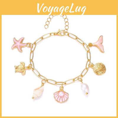Natural Seashell Hand Chain With Alloy Coating For Summer Beach Accessories