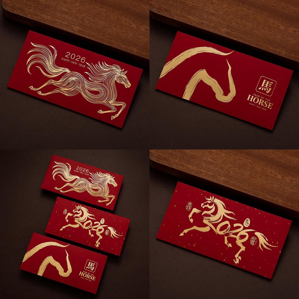New Year Red Envelope Pack With Gold Foil For Spring Festival Gift Giving