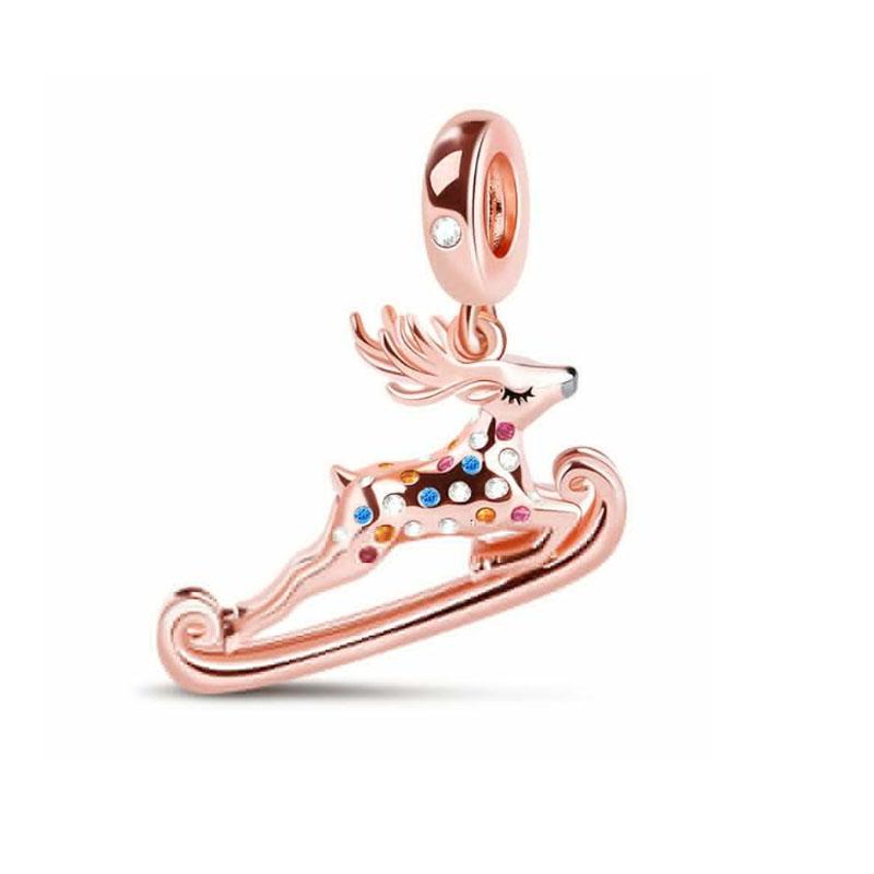 Copper Christmas Day Series Bead Santa Claus Gift Elk Charms Fit Women'S Jewelry Festival Birthday Diy Bracelet