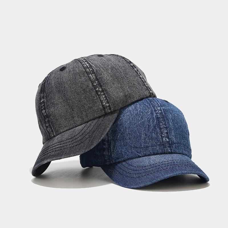 European and American new washed denim short brim cap women's trendy British retro versatile baseball cap men's sun hat