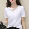 V-neck T-shirt Women's Short-sleeved Summer Chicken Heart Collar Solid Color Half-sleeved Short T Loose Casual Solid Color Bottoming Shirt