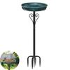 Bird Bath Outdoors Spacious Iron Art Birdbath with Ground Insert Installation Garden Patio Lawn Yard Bird