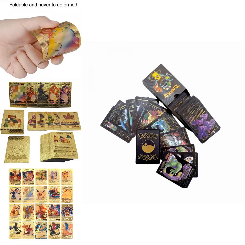Shiny Gold Foil Pokemon Card Set 55pcs English Unique And Handmade