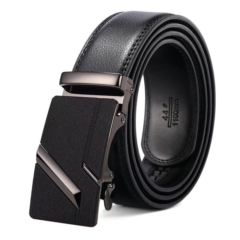 Leather Belt Men's First Cowhide Business Gift Belt Men's Belt Automatic Buckle