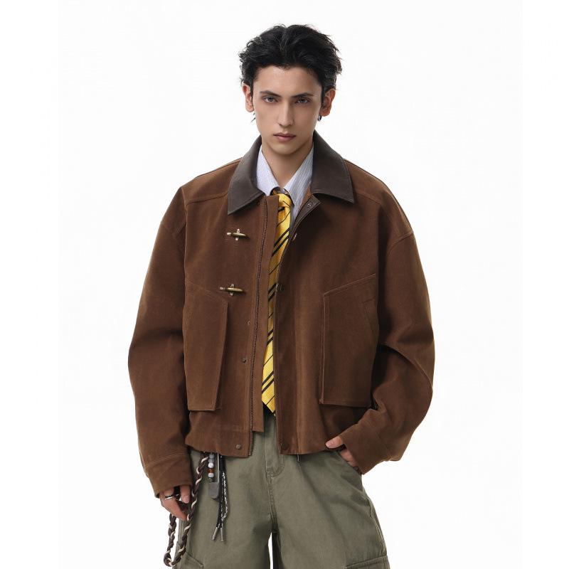 

Високоякісна робоча куртка JINBAOZHE у стилі амбару з пряжкою-літачком та великими кишенями для вуличного стилю. 3XL