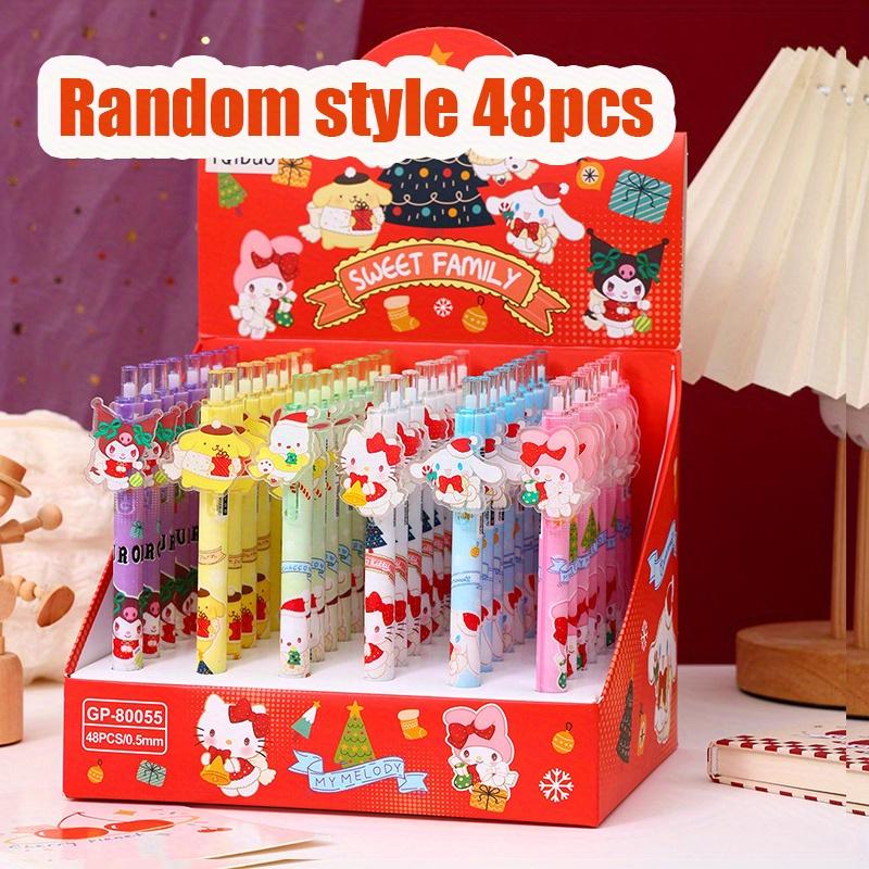 

48Pcs Cartoon Sanrio Patch Press Pen Cute Melody Kuromi Patch Gel Pen Student Writing Stationery Gifts Random style 48Pcs