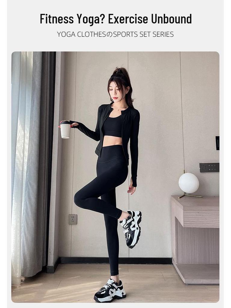 Zestaw Fitness dla Drobnych Kobiet 2024: Biała kurtka do biegania i spodnie do jogi