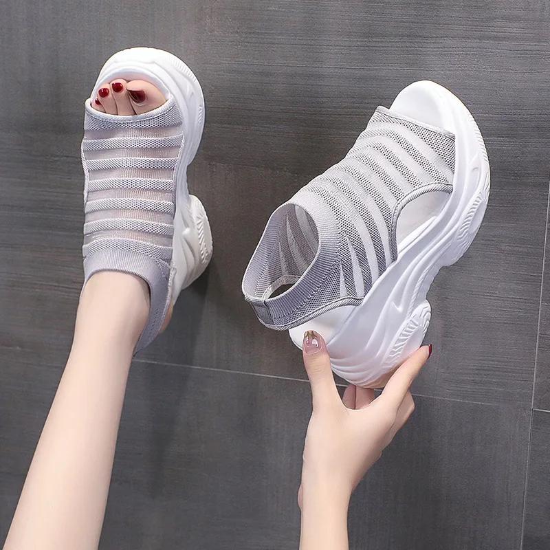 модные женские сандалии Flying Weave Fish Mouth весна-осень 2024 новые женские сандалии — фото 6