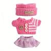 Doll Clothing Set, Top + Pants/Skirt + Hat Three-Piece Set Birthday Gift Plush Clothes Accessories Suitable for 6.7-Inch Dolls Only Include Clothes