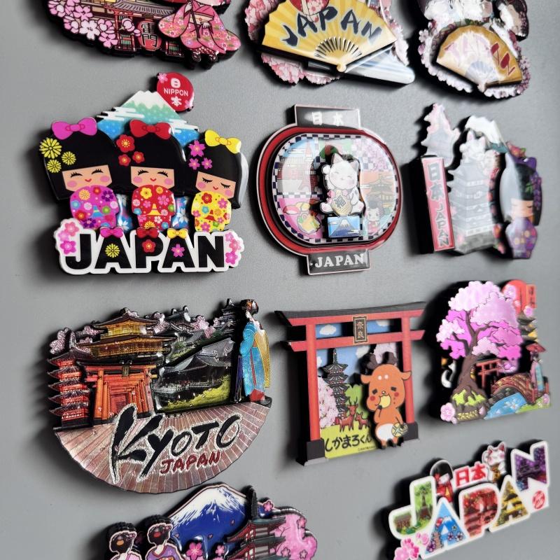 Japanese Refrigerator Sticker Tourist Souvenir Mount Fuji Cherry Blossom Rattan Thunder Door Lantern Fridge Magnets Gifts