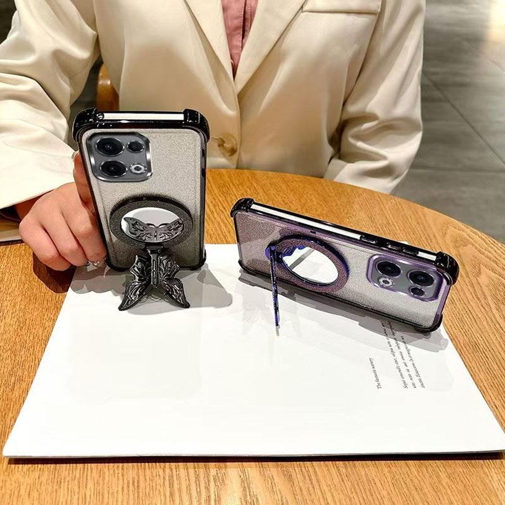 Mirror Butterfly Bracket Magnetic Holder Case for Xiaomi POCO F7 X7 Pro F7 Ultra X6 X5 F6 F3 M6 Pro C65 C75 C71 Shockproof Cover