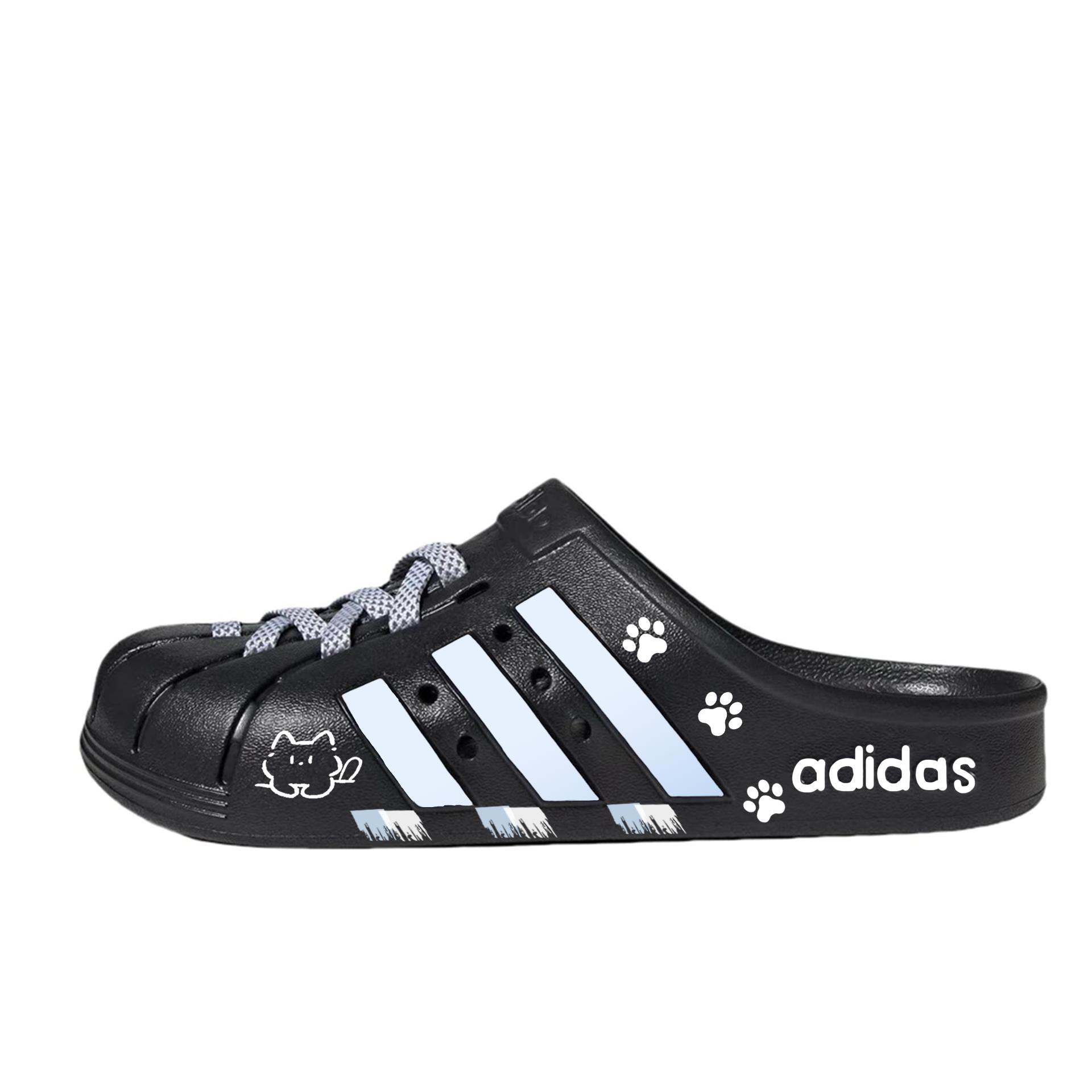 

Adidas ADILETTE CLOGS Miiow Clogs Unisex Black White JH9848(Team868-) 39