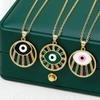 Gold Zircon Evil Eye Pendant Necklace - European and American Style Fashion Clavicle Chain