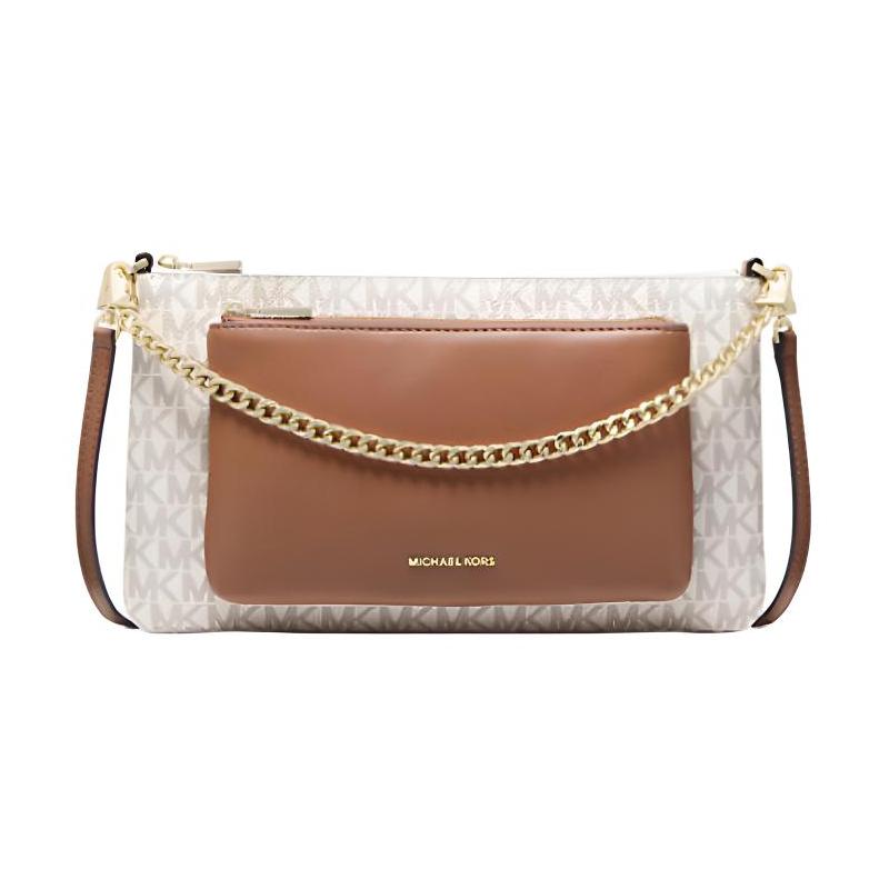 MICHAEL KORS Jet Set Letter Print Coated Canvas Shoulder Bag Women s Vanilla коричневый