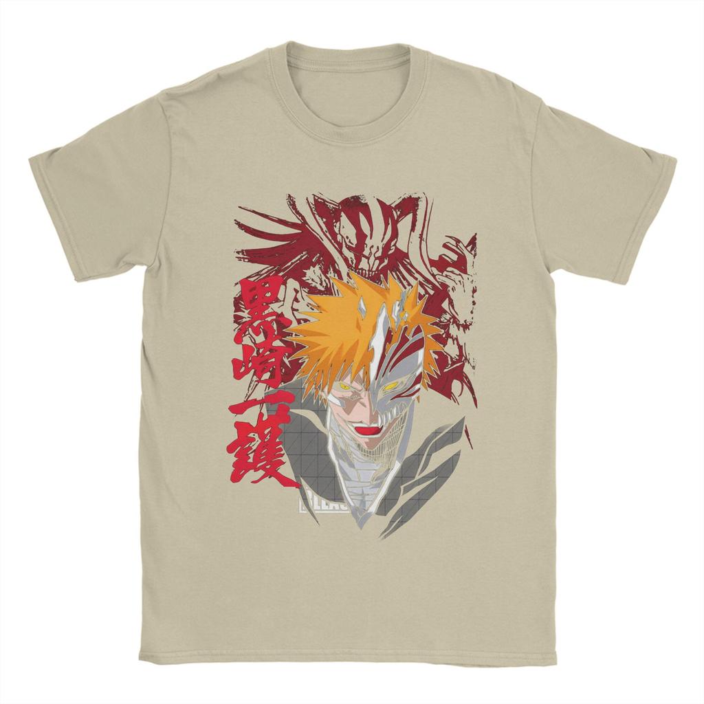 Bleach Ichigo Kurosaki T Shirts for Men Cotton Vintage T-Shirt Crewneck Tee Shirt Short Sleeve Clothes New Arrival