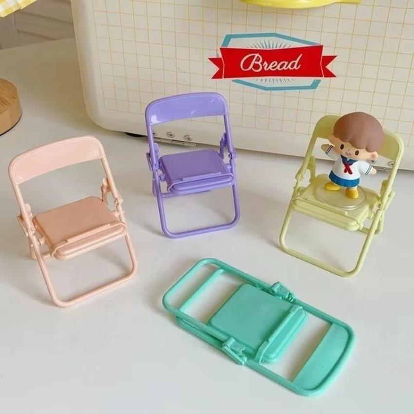 1 Pcs Creative Folding Chair Universal Desktop Phone Holder Stand Mini Foldable Stool Desk Decor Gift Accessories