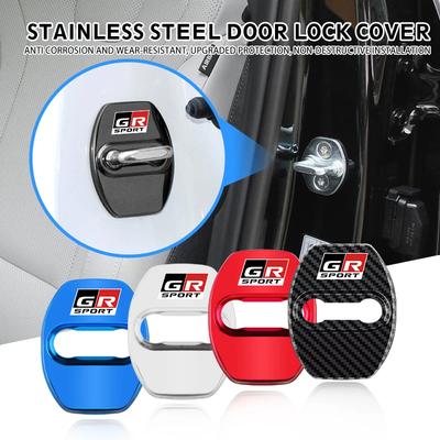 4Pcs Zinc Alloy Car Door Lock Buckle Protective Covers For GRsport Hilux Aygo Yaris Corolla Rav4 CHR Auris