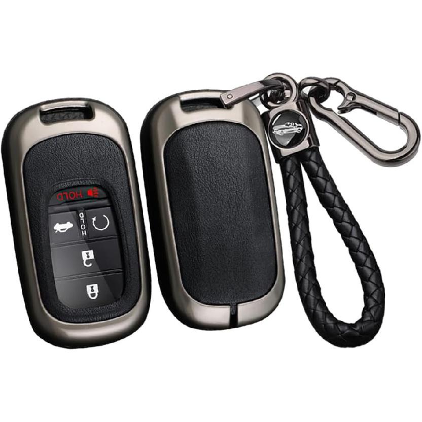 

SANRILY PU Leather+Zinc Alloy 3/4/5 Button Key Fob Cover Fit for Honda Civic 2022 2023 2024 Accord HR-V Pilot CR-V Keyless Key Holder with Keychain чёрный