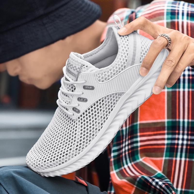 

Mens Sneakers 2025 New Lightweight Breathable Mesh Shoes Men Casual Walking Non Slip Tennis Hombre Sports Running Shoes 48 білий