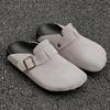 Fashion Fashion Suede Cork Slippers for Men Insole Cork Clogs Sandals with Arch Support Clogs Mules Slippers Leisure Walk Male Half Drag