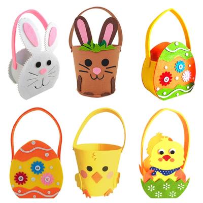 Felt Basket for Kids and Family Holiday Decoration Gift Bag with Carrying Handle Candy Bucket Easters Accessories