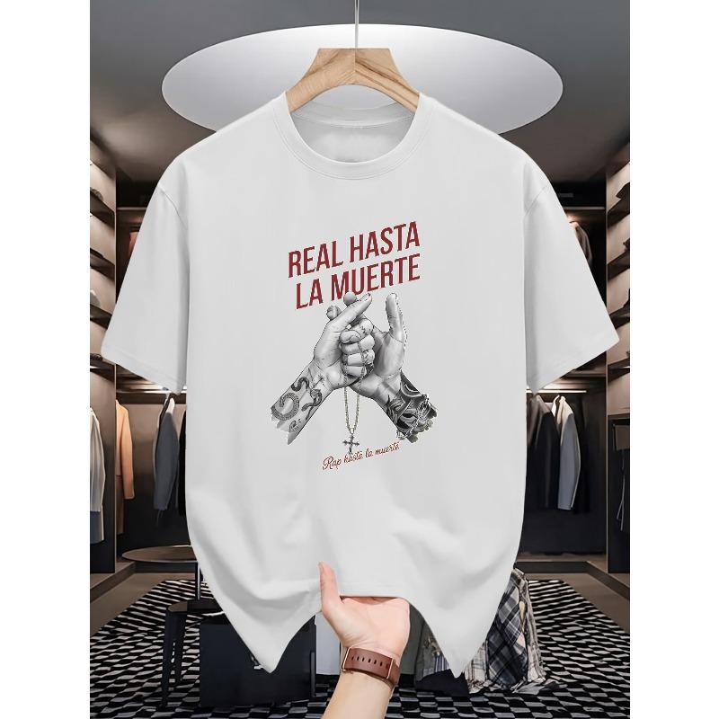 

European sizes Men s Summer Short-sleeved T-shirts, Fashionable and Trendy Printed Men s Bottoming Shirts S белый