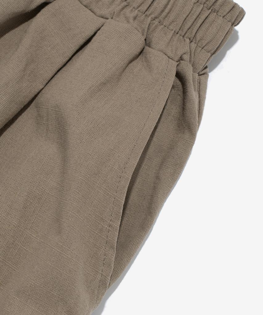Cargo Bros Linen-Like Pintuck Wide Shorts (Khaki)