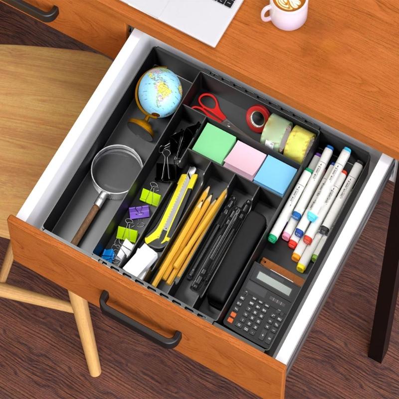 Versatile Cutlery Drawer Tray with Adjustable Compartments Kitchen Cutlery Drawer Insert Flatwares Organizers