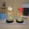1 Set Light Up Wedding Galaxy Rose Decor Artificial Flowers Led Red Rose Valentine'S Day Gift Rose In Acrylic Cover Stand