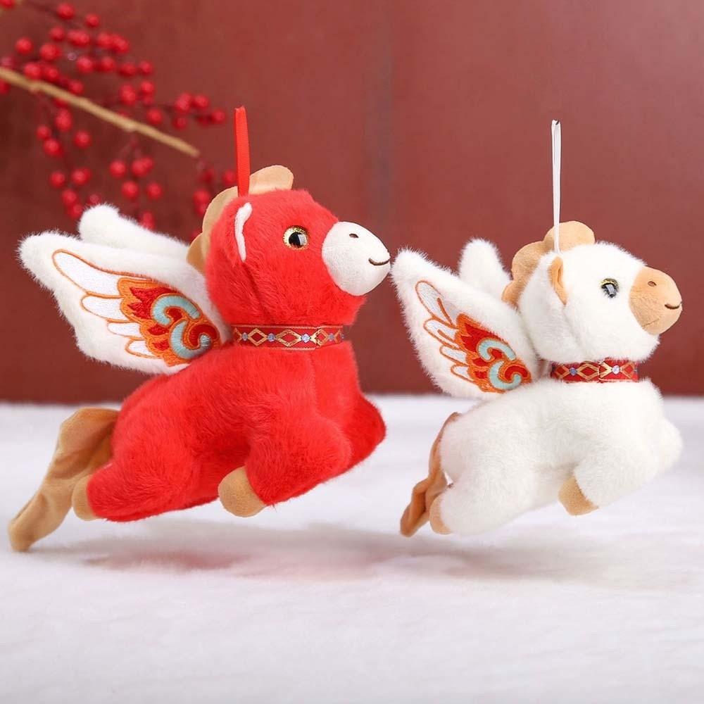 with Wings Horse Year Mascot Keychain Cute Lucky Horse Doll Pendant  Spring Festival