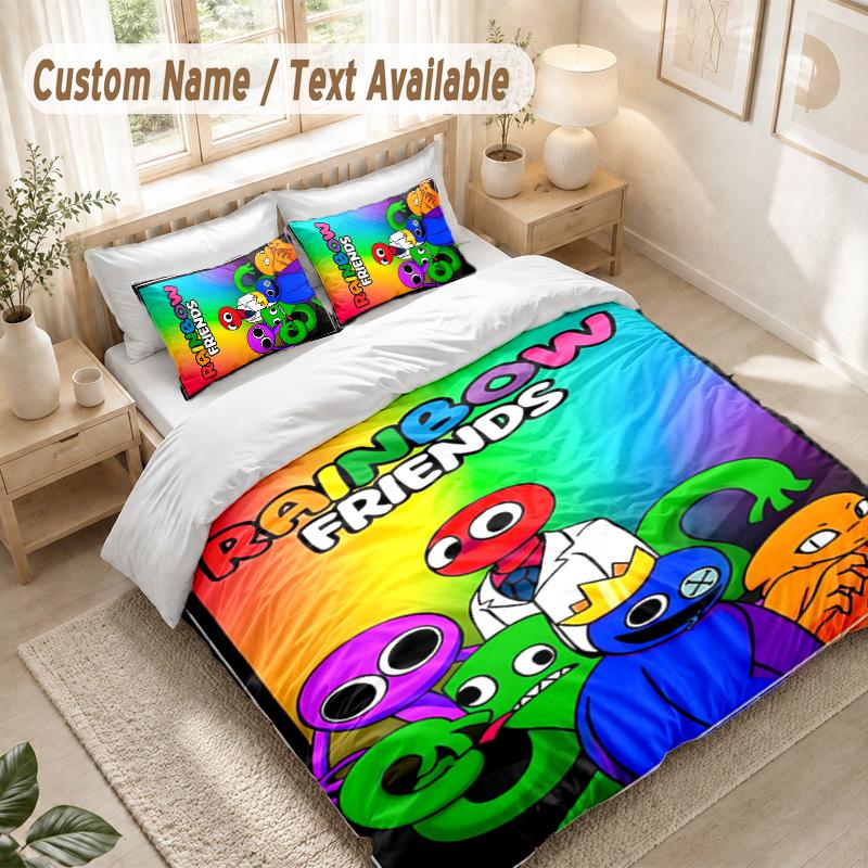 Regenbogenfreunde Bettwäsche-Set, 1 Bettbezug & 2 Kissenbezüge Weich Bequem Schlafzimmer Heimtextil Dekoration