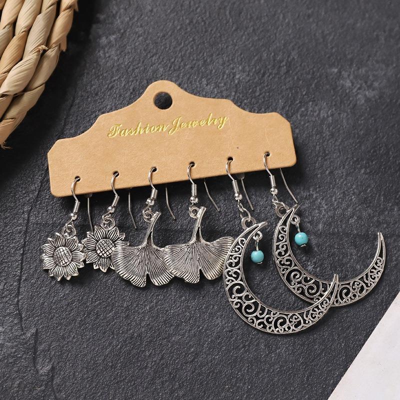 Earrings Set, Retro Handmade Tibetan Silver Earrings, Simple and Versatile Fringed Women's Ear Jewelry.