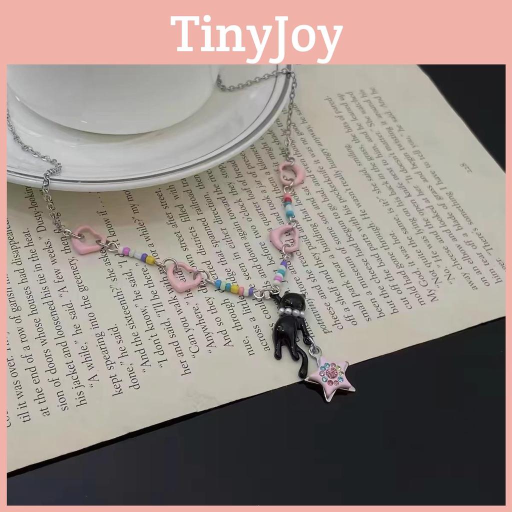 Y2k Pearl Cute Inlaid Black Cat Star Bracelet Stylish Summer Jewelry For Women