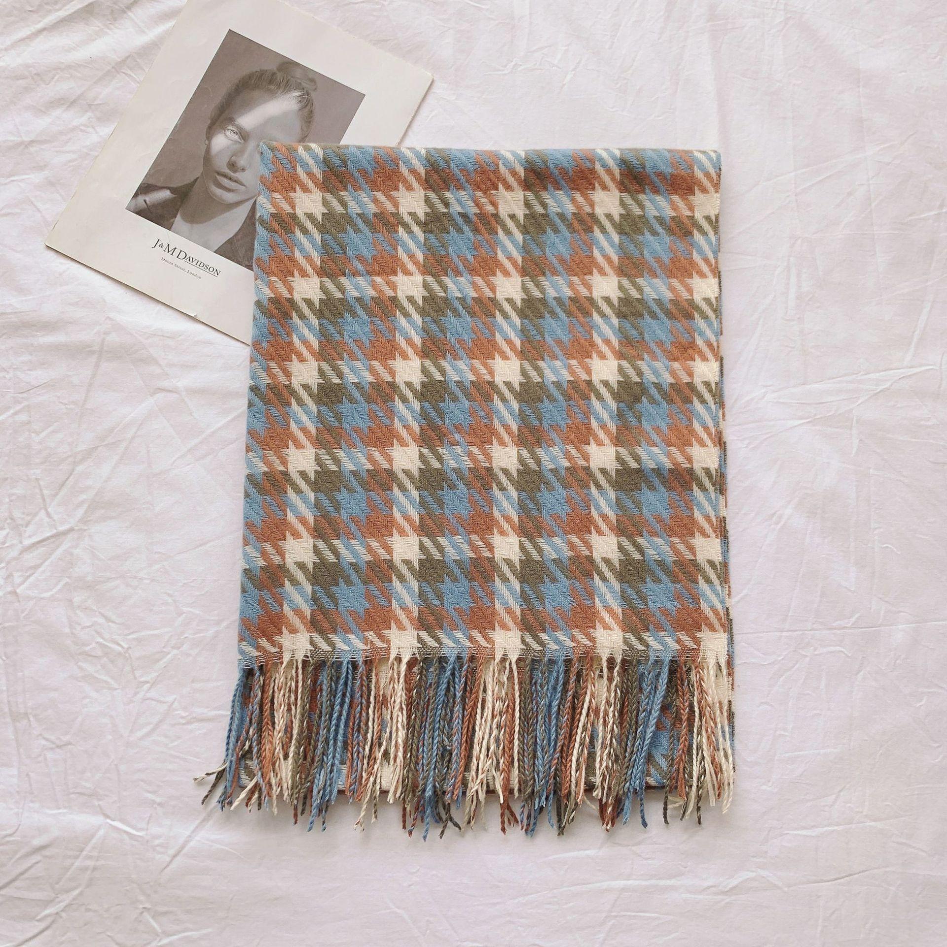 

6-цветный шарф в клетку New England Plaid 2024 года, теплый, ветрозащитный, высокого класса, для женщин 180*70cm