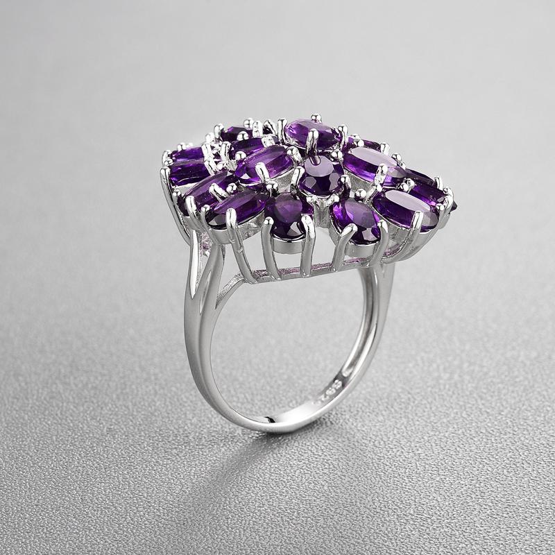 Naturlig afrikansk ametyst smykkesett vanndråpe design 925 sterling sølv ring og øredobber fine smykker for kvinner festklær