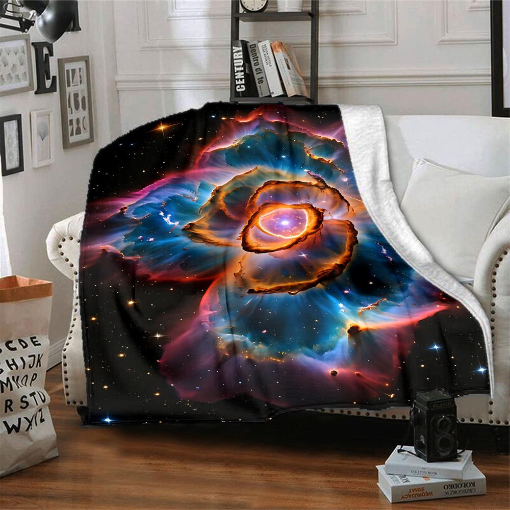 1pc Cosmic Rose Nebula Blanket, Lightweight Flannel Fleece with Digital Printing, Soft Warm for Sofa, Travel, Camping, Office, Couch, Chair, and Bed,