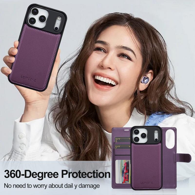 Für iPhone 17 Pro Max Brieftaschenhülle Luxuriöses Magnetisches PU-Leder Kartenfächer Klappbarer Handyhalter Abdeckung Für iPhone 16 15 14 13 Pro Max 12 11 Air
