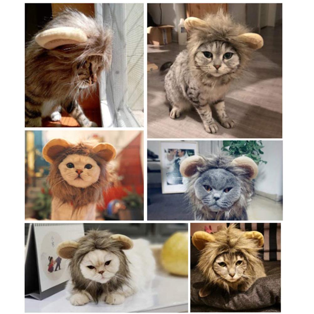 Mane Wig for Cat Pet Adjustable Washable Comfortable Hair Cat Clothes for Halloween Christmas Easter Festival Party