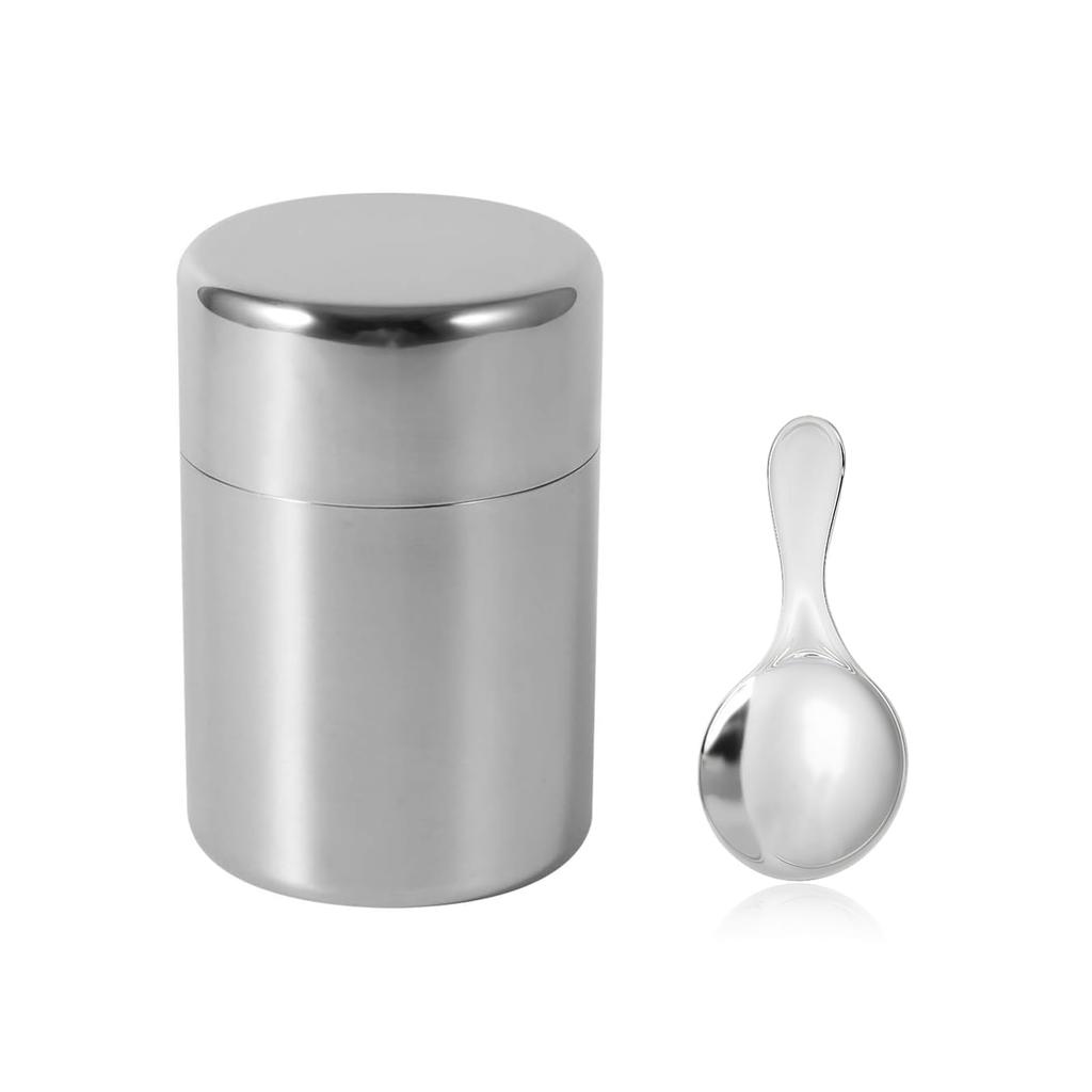 Liroyal Tea Caddy, 400ml Canister, Stainless Steel Tea Canister for Coffee and Tea, Airtight, Light-Blocking, Preserves Freshness, Dishwasher Safe,